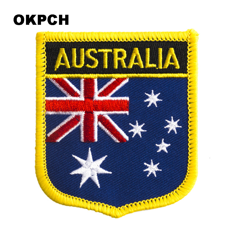 Embroidery In Australia - أستراليا العلم درع شكل الحديد على