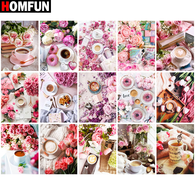 Embroidery Flower Pattern - HOMFUN الماس التطريز 