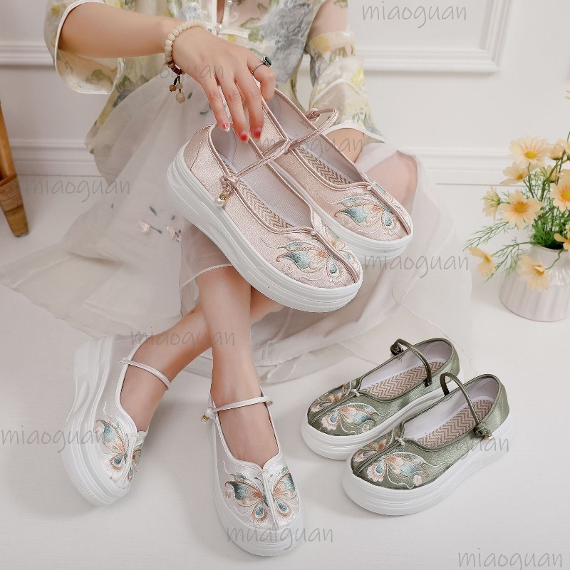Embroidery Style - أحذية نسائية بنمط صيني مطرزة بنعل