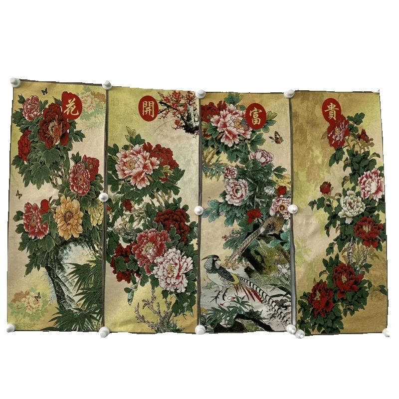 Embroidery Flower Pattern - الصين اللون القديم الديباج التطريز أربع