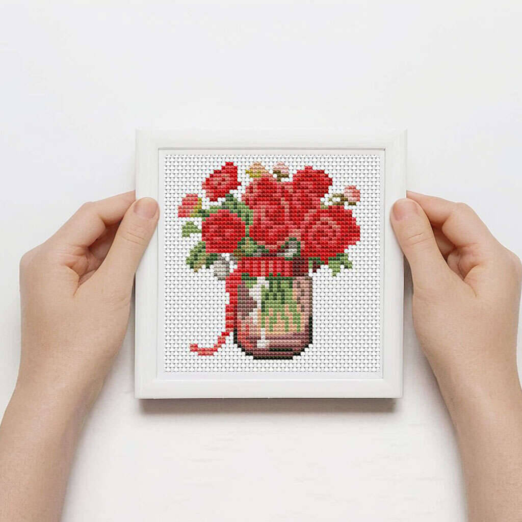 12 قطعة غرزة متقاطعة وردية 11  - مراجعة Embroidery Flower Pattern وسعره