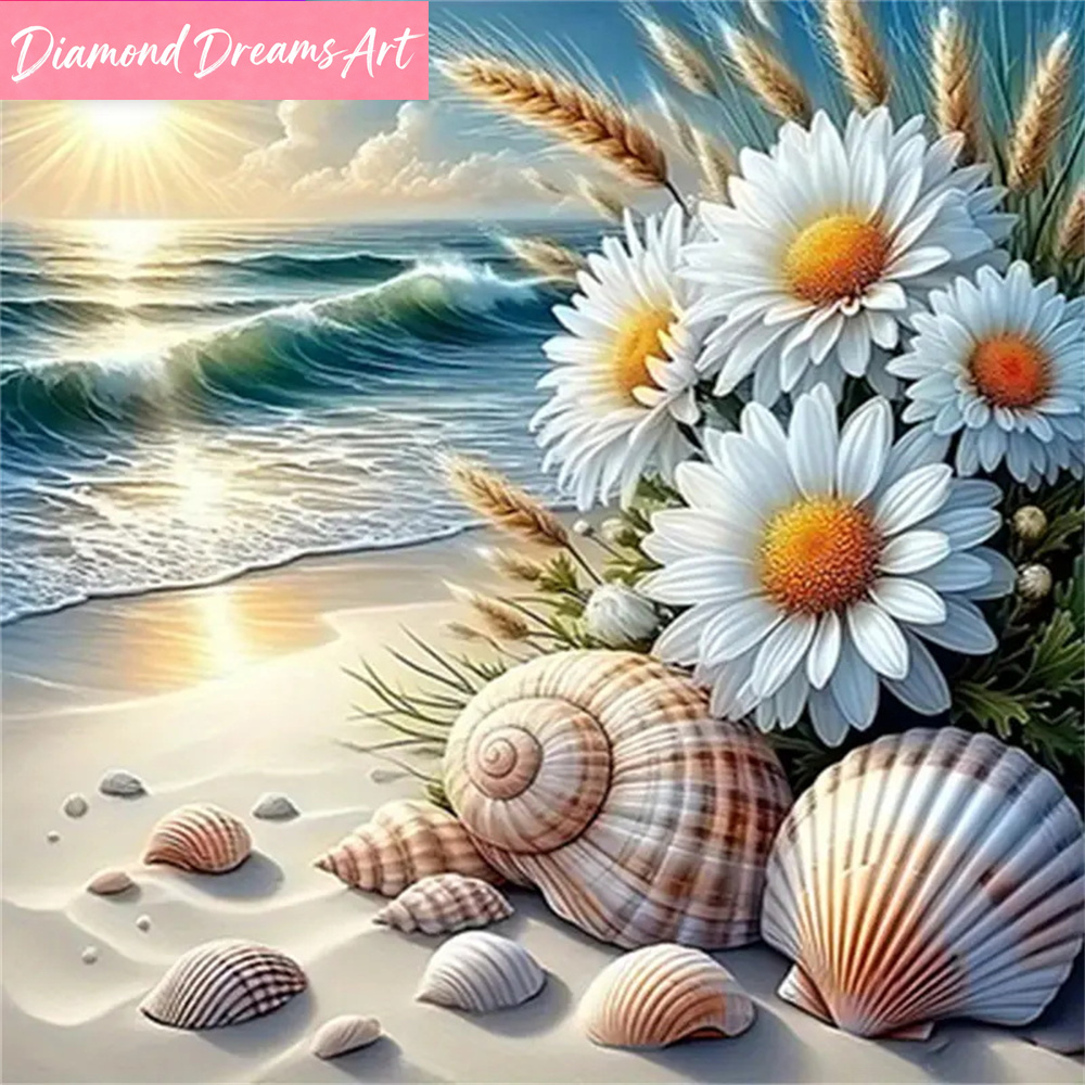 لوحة ماسية بتصميم منظر بحري، ف - مراجعة Embroidery Daisy Flower وسعره