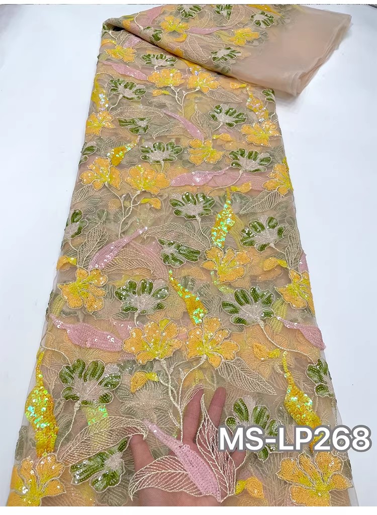 1 ياردة من قماش تلّا الفاخر ال - مراجعة Embroidery Flower Pattern وسعره